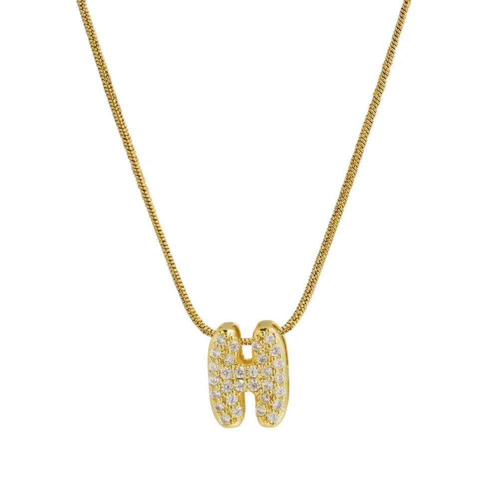 Balloon Zircon Letter H Initial Necklace